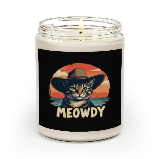 Meowdy Cowboy Cat Funny Howdy Meowdy Cowboy Cat Scented Candles
