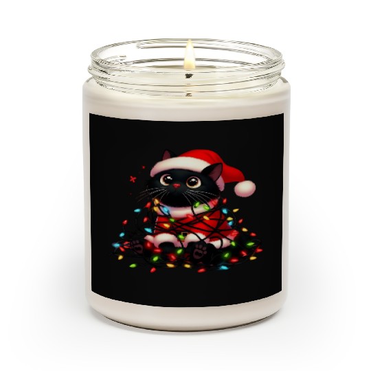 Christmas Kitty Tangled in Holiday Lights Scented Candles