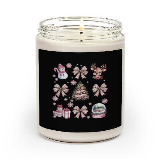 Christmas Coquette Bow, Cute Christmas Snowman Scented Candles