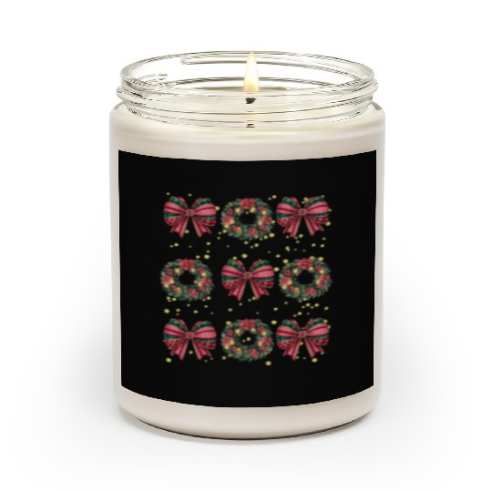 Christmas wreath, Christmas Coquette Bow Scented Candles