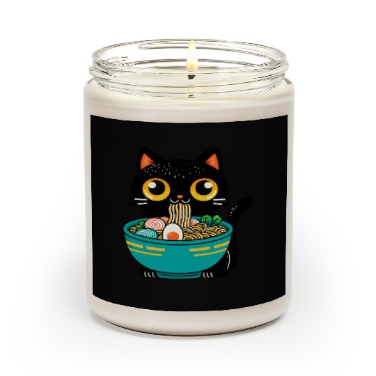 Funny Cat Eating Ramen Japanese Cat Ramen Noodles Scented Candles