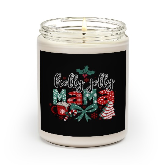 Holly Jolly Mama Coquette Bow Christmas Scented Candles