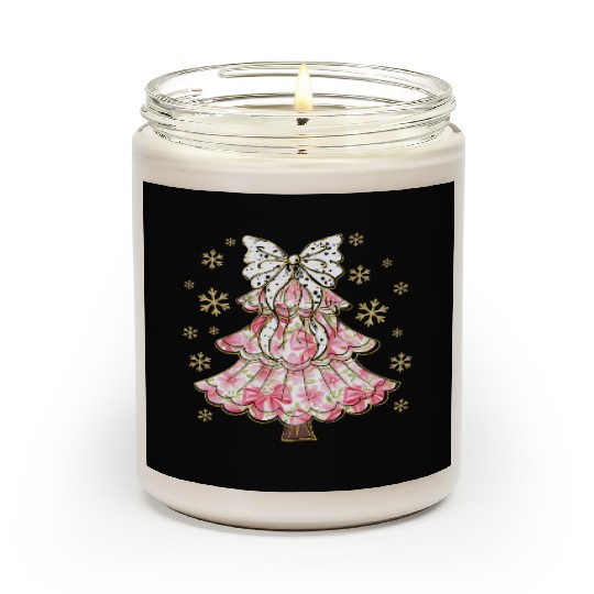 Preppy Pink Coquette Bow Xmas Tree Scented Candles
