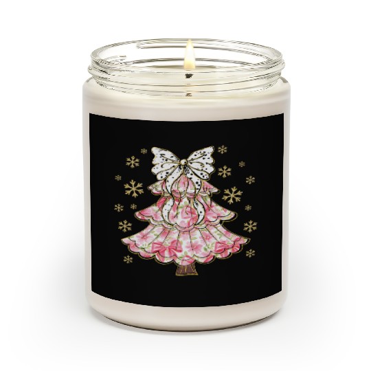 Preppy Pink Coquette Bow Xmas Tree Scented Candles