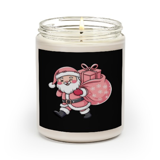 Pink Christmas Santa, Merry Christmas Scented Candles