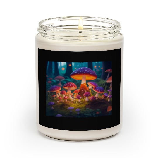 mushrooms in grass Scented Candles
