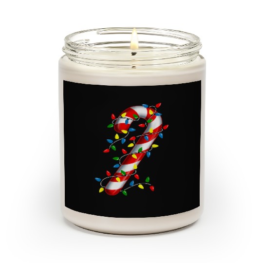 Candy Cane Merry and Bright Christmas Lights Candy Scented Candles