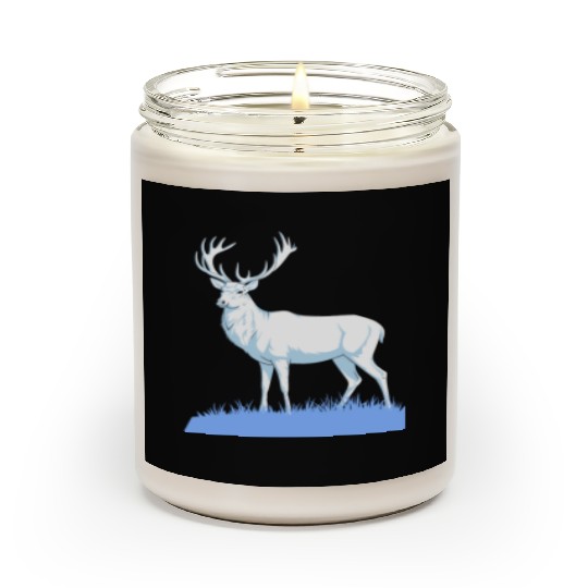 White Stag Deer Standing In Grass Scented Candles