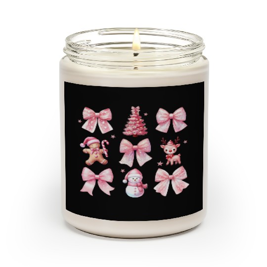 Chrirstmas Pink Bow Scented Candles