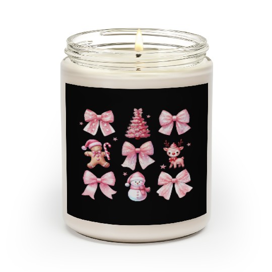 Chrirstmas Pink Bow Scented Candles