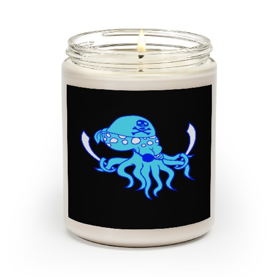 Evil Octopus Pirate Cool Cephalopod Squid Cartoon Scented Candles