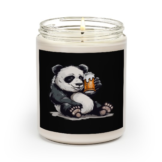 Cute Panda Drinking Beer 2 Scented Candles
