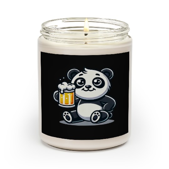 Cute Panda Drinking Beer Scented Candles