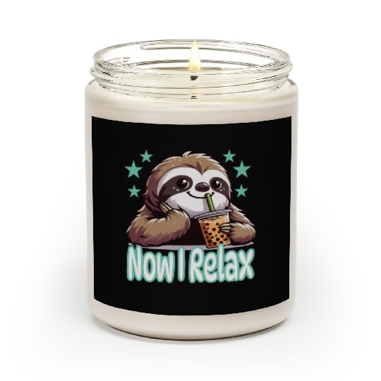 funny quote gift idea bubble tea boba sloth design Scented Candles
