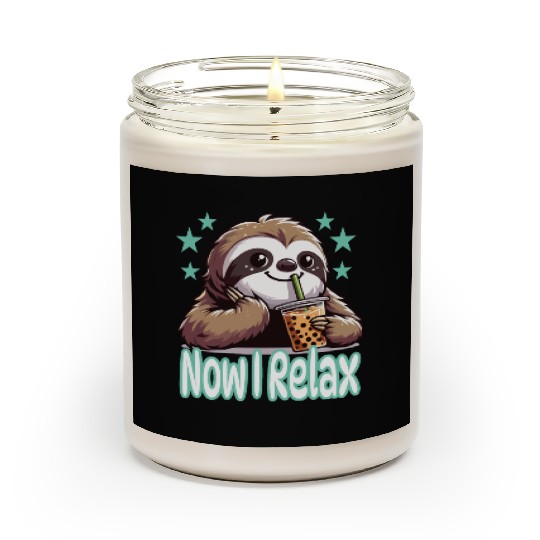 funny quote gift idea bubble tea boba sloth design Scented Candles