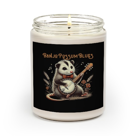 Funny Opossum Playing Banjo Scented Candles