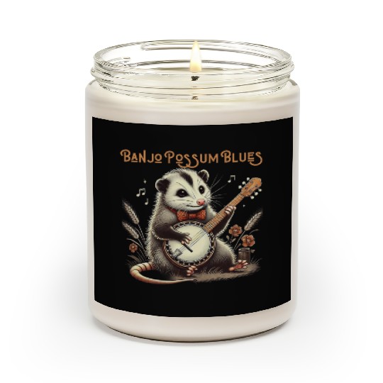 Funny Opossum Playing Banjo Scented Candles
