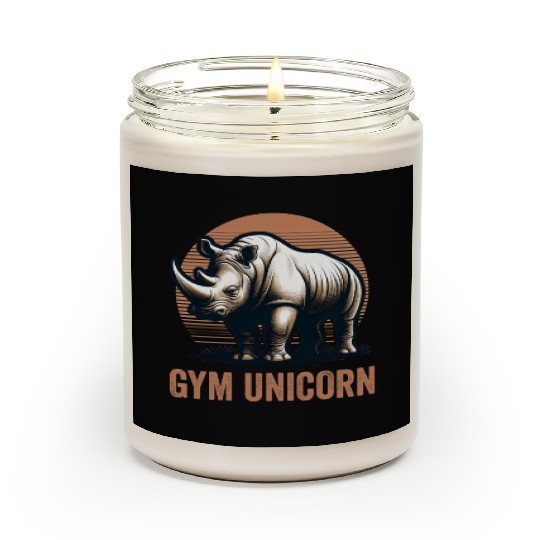 Gym Unicorn Rhino Rhinoceros Safari Vintage Scented Candles