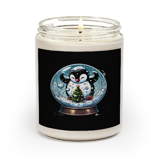 Penguin in a Snow Globe: Christmas Storm & Cheer Scented Candles