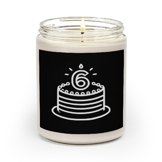 Children 6th Birthday cake Kid Vector path20 Scented Candles