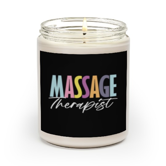 Colorful Massage Therapist Typography Art Scented Candles