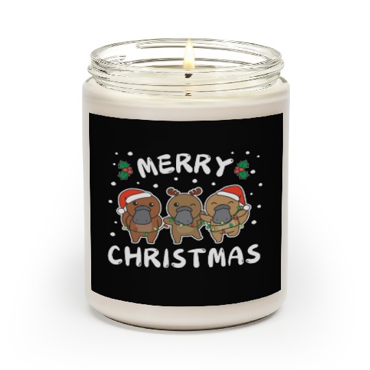 Merry Christmas Cute Platypus Festive Lights Scented Candles