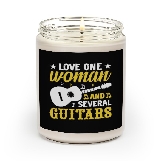 Woman Several Guitars Guitarist Girl Guitar Player Scented Candles