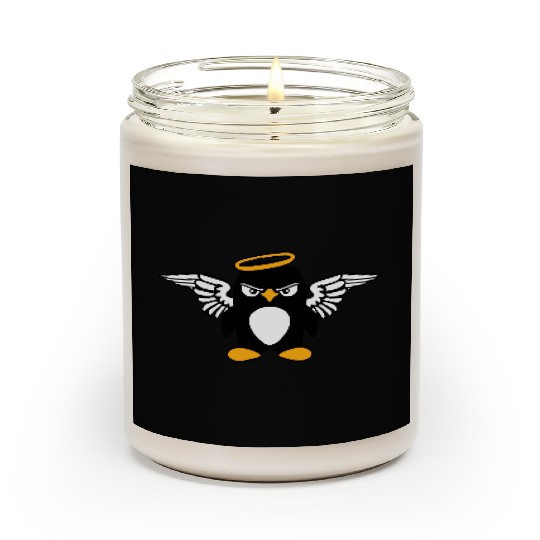 Evil Penguin Angel Wings Halo Holy Heaven Bad Mood Scented Candles