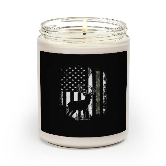Camo US Flag Deer Elk Buck Camoflage Hunting Scented Candles