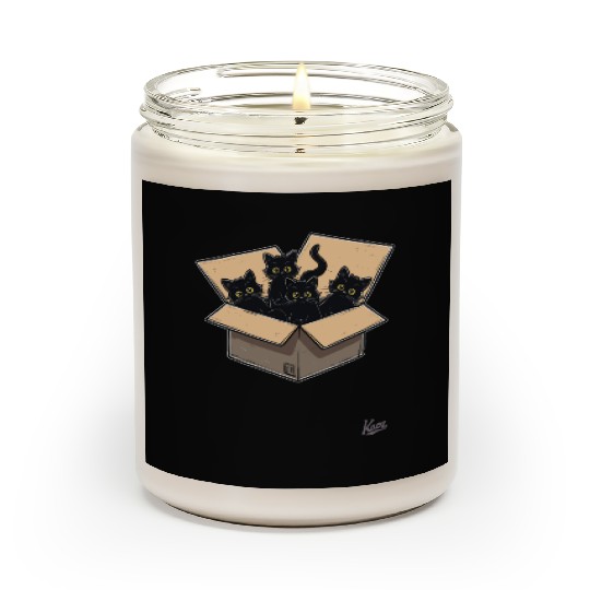 Cardboard Box Full of Black Cat Kittens Scented Candles