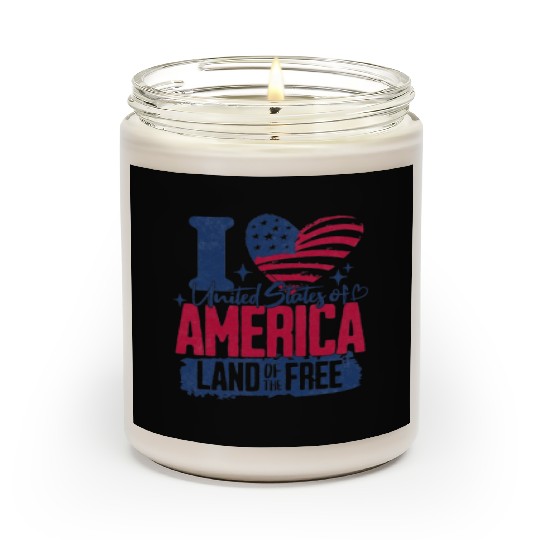 Patriotic "I Love America" Scented Candles