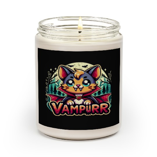 Cute Vampire Cat Halloween Design Scented Candles
