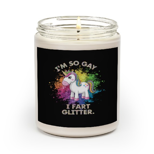 Funny Gay Pride Unicorn Fart Gift for Men Scented Candles