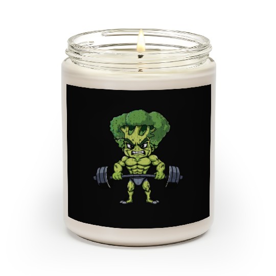 funny broccoli gym bodybuilding Scented Candles