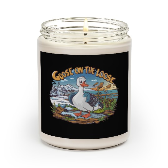 Funny Goose On The Loose Cartoon Wildlife Lover Scented Candles