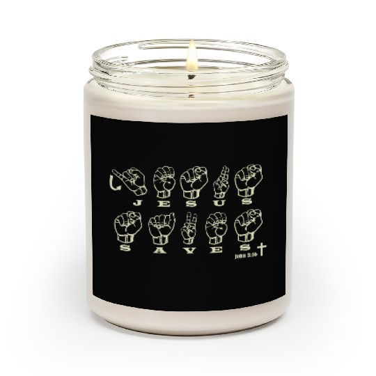 ASL Sign Language, Jesus Saves, John 3:16 Scented Candles