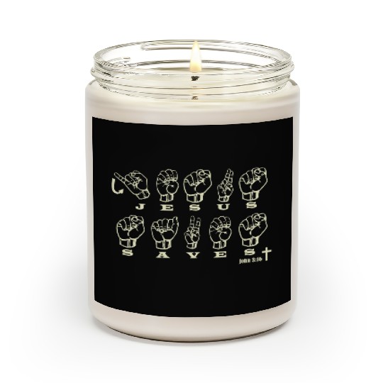 ASL Sign Language, Jesus Saves, John 3:16 Scented Candles
