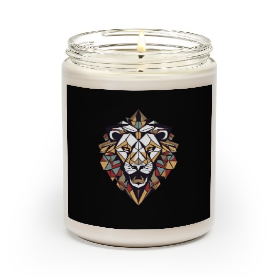 "Cosmic Geometric Lion Scented Candles: Majestic Celestial