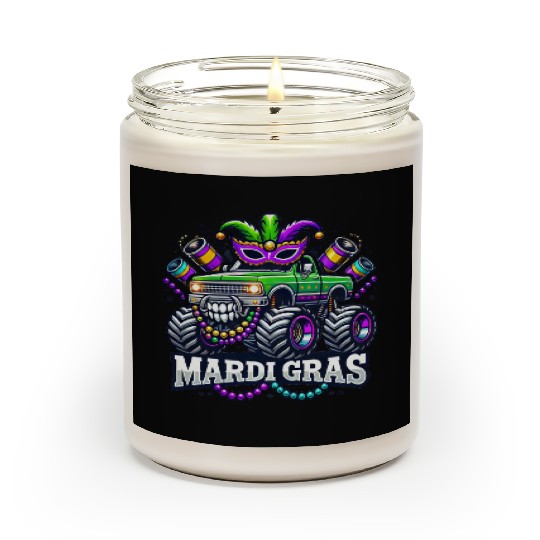 Mardi Gras Monster Truck Design Scented Candles