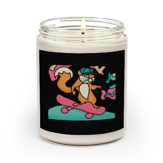Street Retro Squirrel on Skateboard | Funny Scented Candles