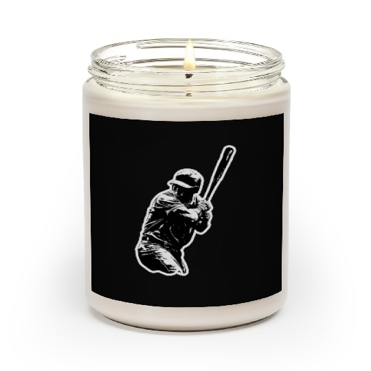 Baseball Player Black And White Scented Candles