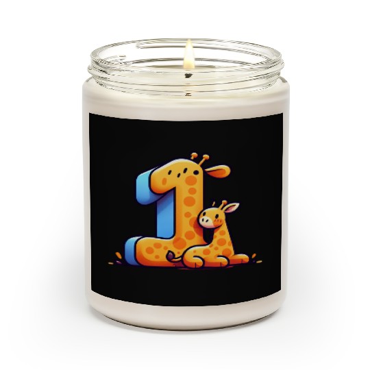 Cheerful Giraffe with Number 1 Design Scented Candles