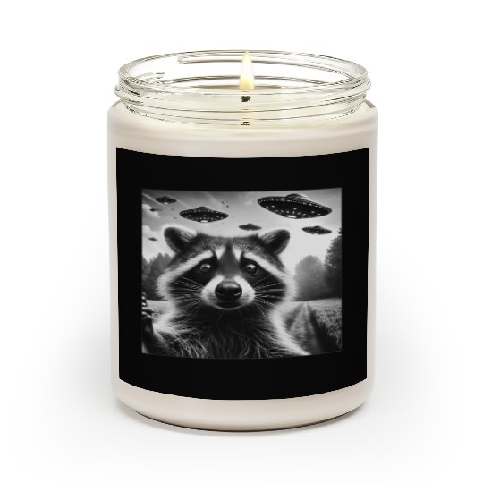 Racoon trash panda Funny Graphic Selfie UFOs Weir Scented Candles