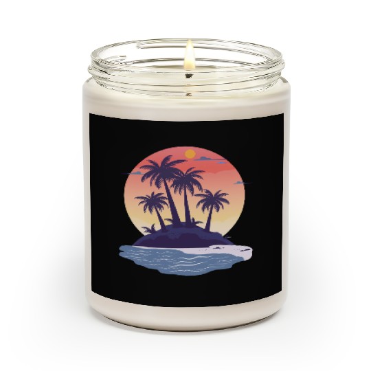 Tropical Island with Palm Trees nature Scented Candles