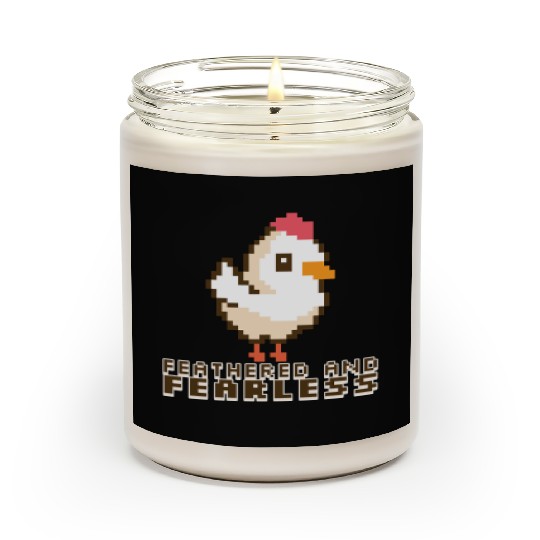 Feathered and Fearless: Bold 8-Bit Chicken Scented Candles