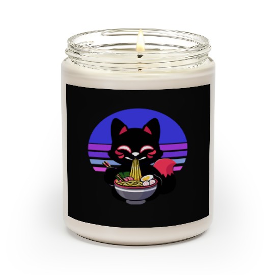 Cat Eating Ramen Noodles Kawaii Anime Japanese Scented Candles