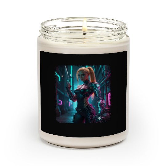 Cyberpunk women Warrior Scented Candles