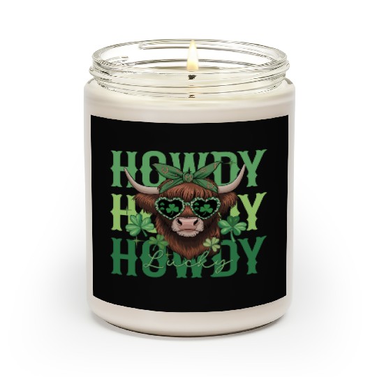 Howdy Howdy Lucky Highland Cow St Patricks Day Scented Candles