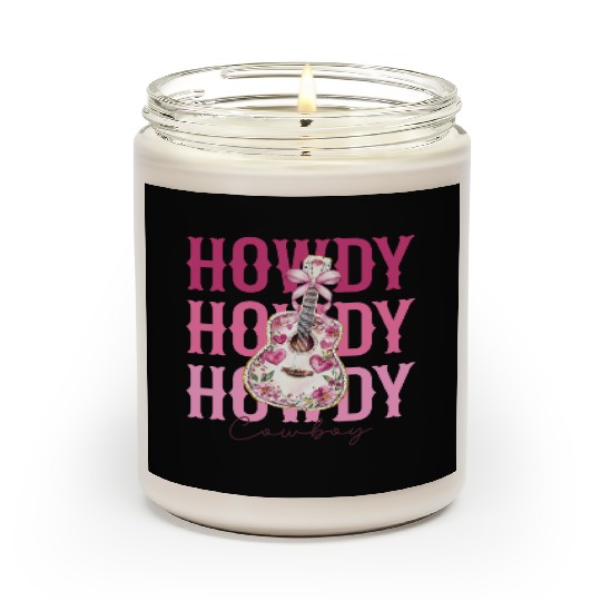 Howdy Howdy Cowboy Pink Guitar Scented Candles