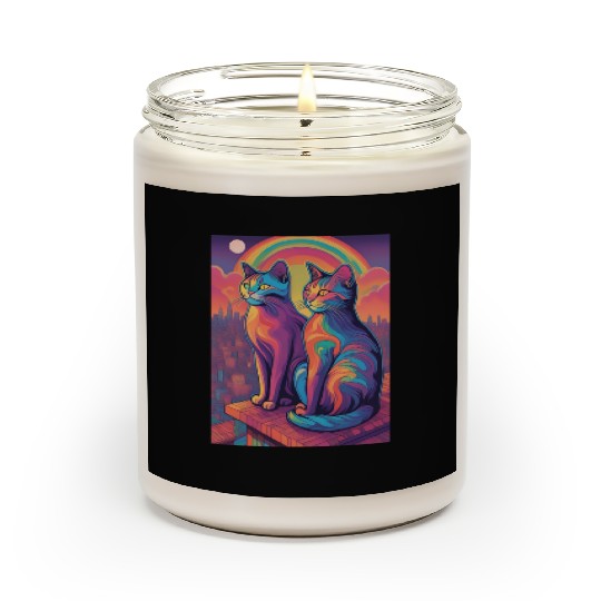 Cat painting red black cat Scented Candles